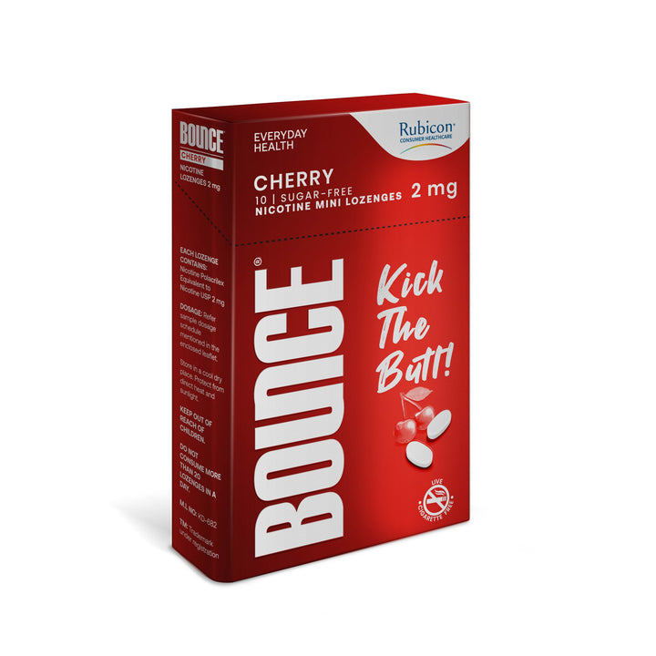 BOUNCE Nicotine Mini Lozenge 2 mg | Cherry Flavour, Sugar Free | Helps Quit Smoking | 60 Packs of 10 Lozenges