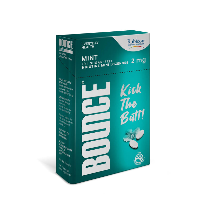 BOUNCE Nicotine Mini Lozenge 2 mg | Mint Flavour, Sugar Free | Helps Quit Smoking | 10 Packs of 10 Lozenges