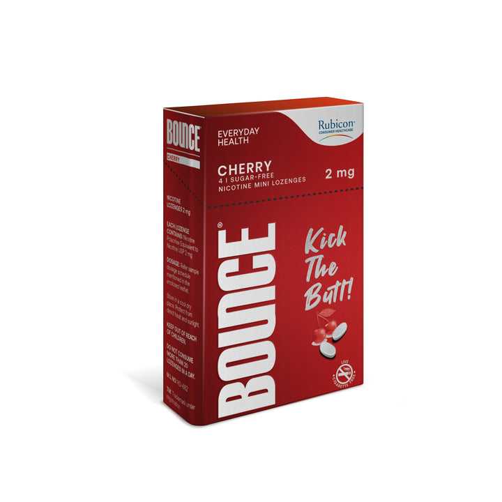 BOUNCE Nicotine Mini Lozenge 2 Mg | Cherry flavour Sugar Free | USFDA Approved | Helps Quit Smoking | 6 Packs of 4 Lozenges