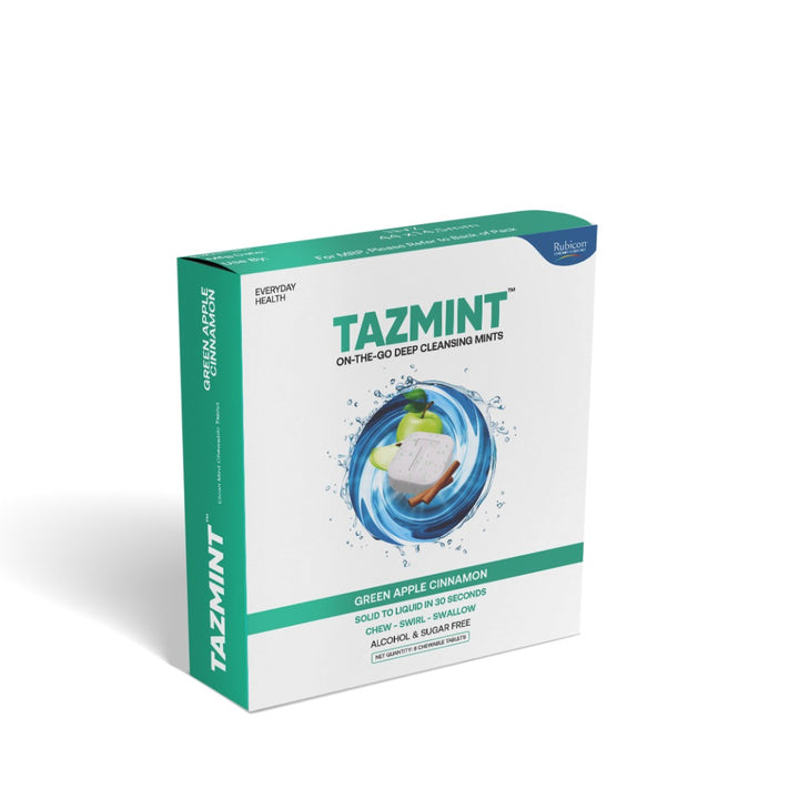 TazMint 3-in-1 Chewable On-the-Go Mouthwash Tablets for Fresh Breath Upto 4 Hours | Sugar-free | Alcohol-free | Green Apple Cinnamon Flavour | Oral Care | 6 Packs of 4 Tablets